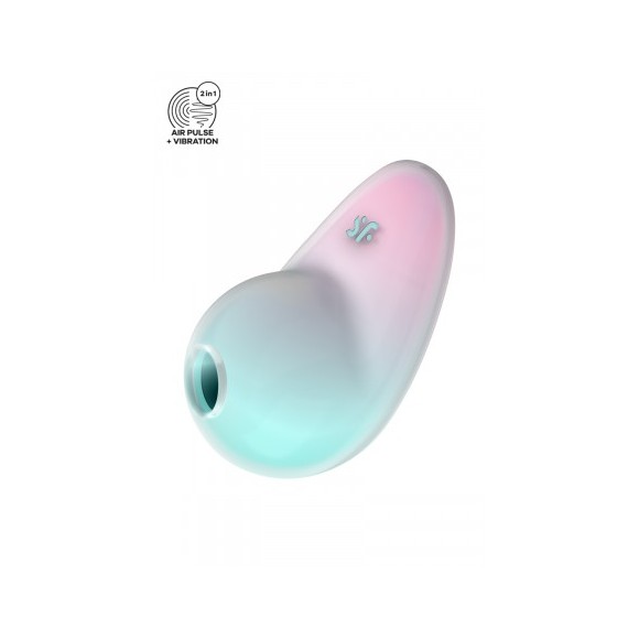 Stimulateur Pixie Dust air pulsé et vibrations Satisfyer - rose et menthe