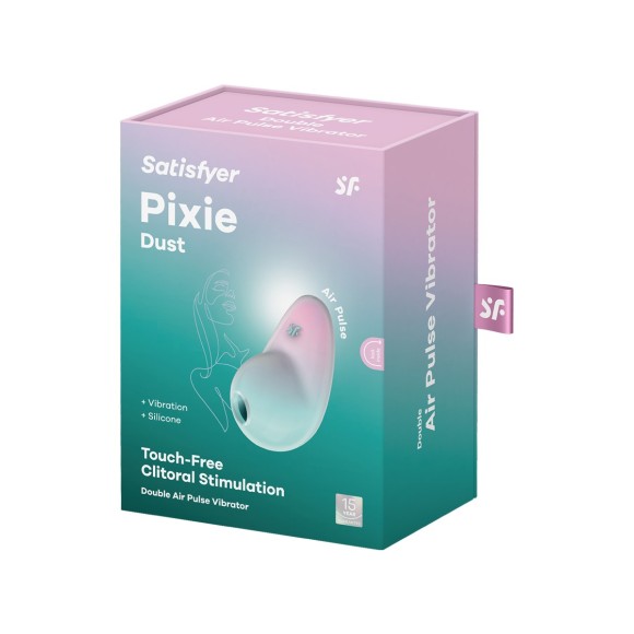 Stimulateur Pixie Dust air pulsé et vibrations Satisfyer - rose et menthe