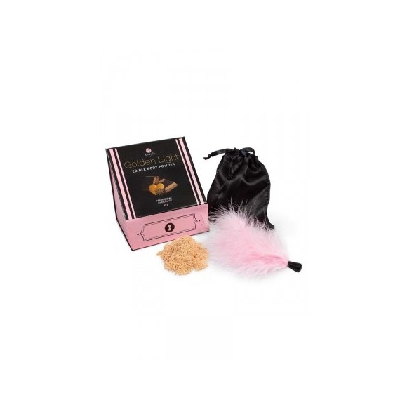 Kit poudre comestible chocolat aphrodisiaque et plumeau - Secret Play