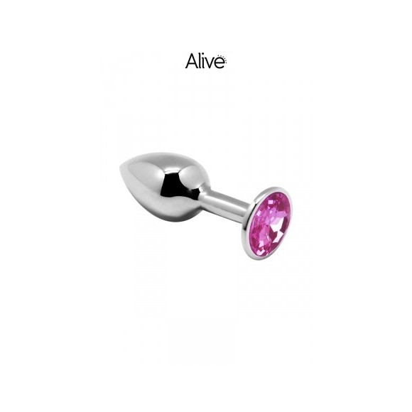 Plug métal bijou rose L - Alive