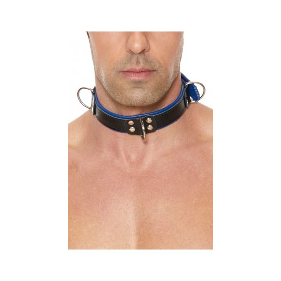 Collier Bondage Deluxe bleu et noir - Ouch!