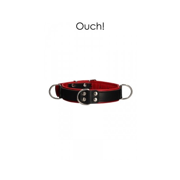 Collier Bondage Deluxe rouge et noir - Ouch!