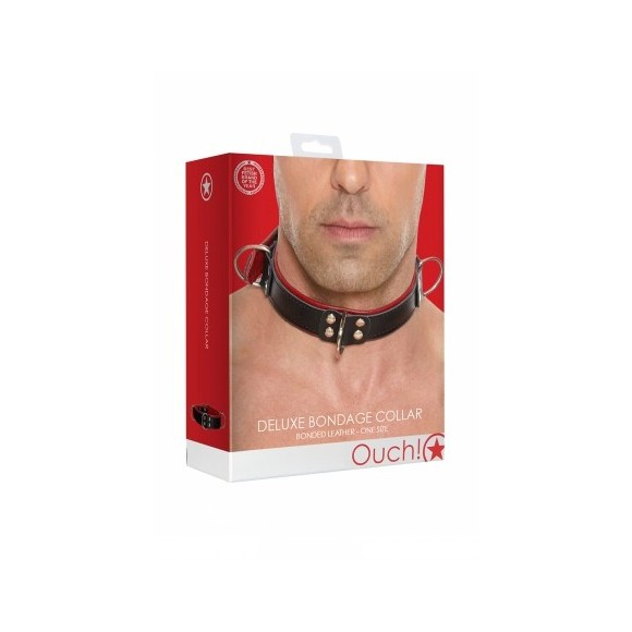 Collier Bondage Deluxe rouge et noir - Ouch!