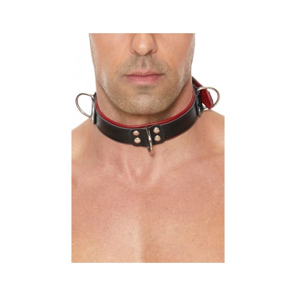 Collier Bondage Deluxe rouge et noir - Ouch!