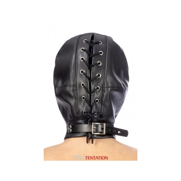 Cagoule BDSM simili cuir avec baillon amovible - Fetish Tentation