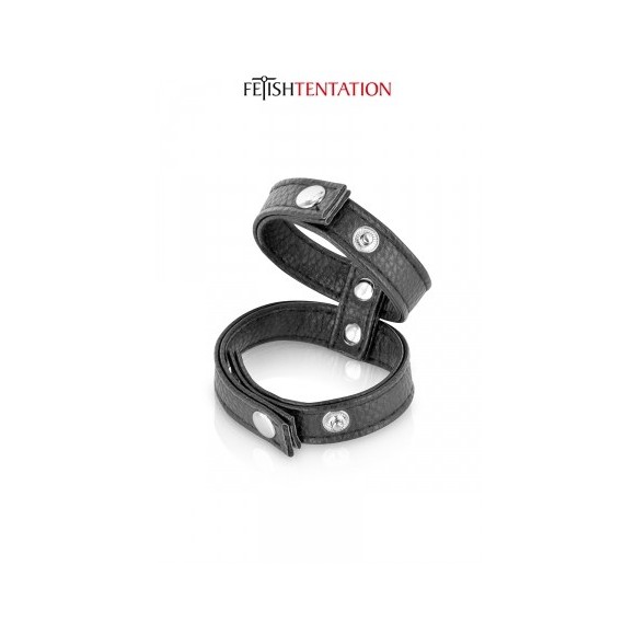 Double cockring simili cuir - Fetish Tentation