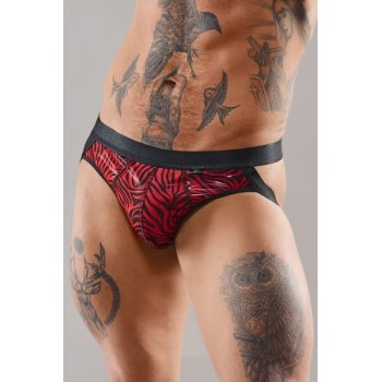 Jockstrap en tulle zébré - Regnes - Rouge