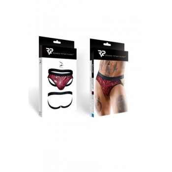 Jockstrap en tulle zébré - Regnes - Rouge