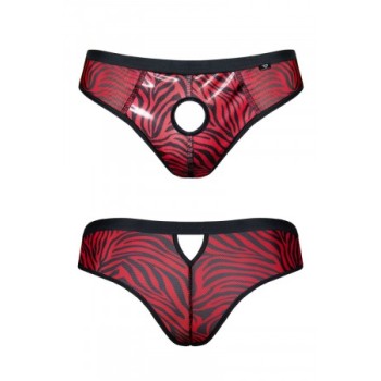 Slip type brésilien ouvert zébré rouge et noir - Regnes - Rouge