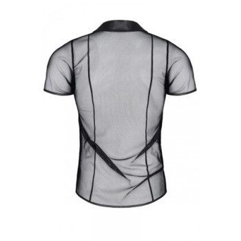 Polo en maille noire transparente - Regnes - Noir