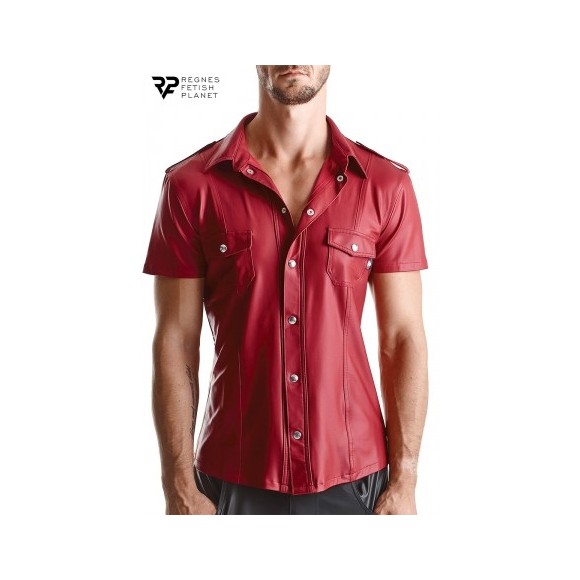 Chemise manches courtes wetlook rouge Carlo - Regnes - Rouge