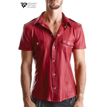 Chemise manches courtes wetlook rouge Carlo - Regnes - Rouge