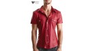 Chemise manches courtes wetlook rouge Carlo - Regnes - Rouge