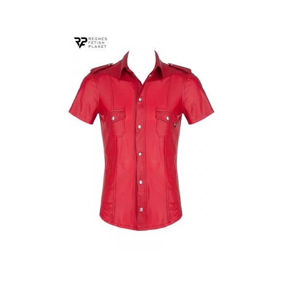 Chemise manches courtes wetlook rouge Carlo - Regnes - Rouge