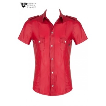 Chemise manches courtes wetlook rouge Carlo - Regnes - Rouge