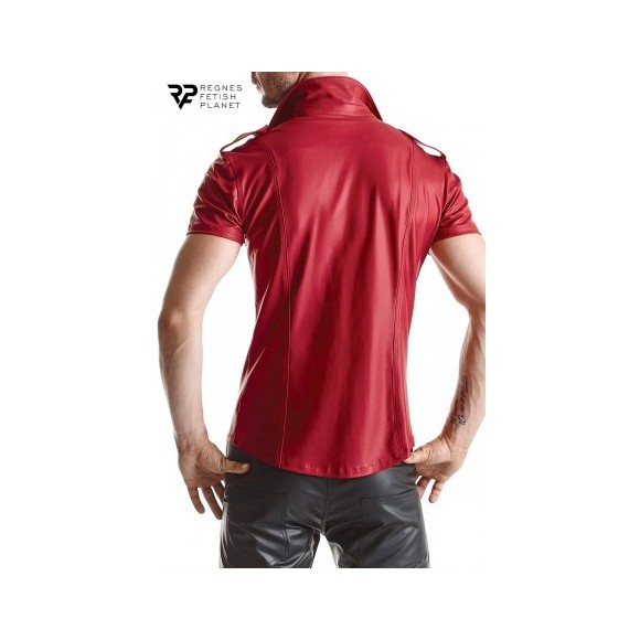 Chemise manches courtes wetlook rouge Carlo - Regnes - Rouge