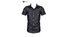 Chemise manches courtes wetlook noire Luca - Regnes - Noir