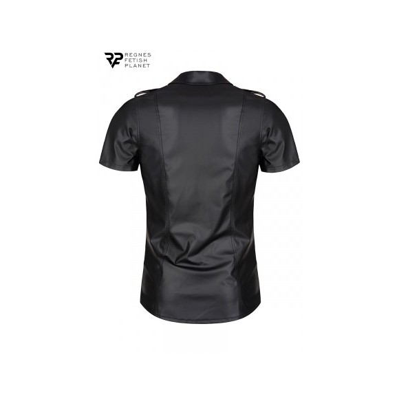 Chemise manches courtes wetlook noire Luca - Regnes - Noir