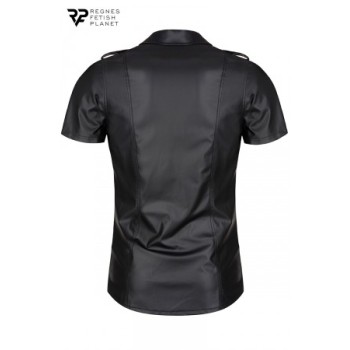 Chemise manches courtes wetlook noire Luca - Regnes - Noir