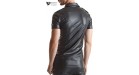 Chemise manches courtes wetlook noire Luca - Regnes - Noir