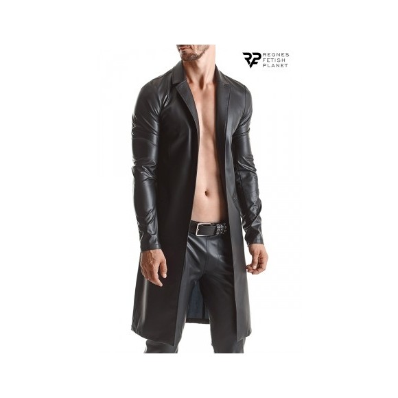 Manteau long wetlook Sergio - Regnes - Noir