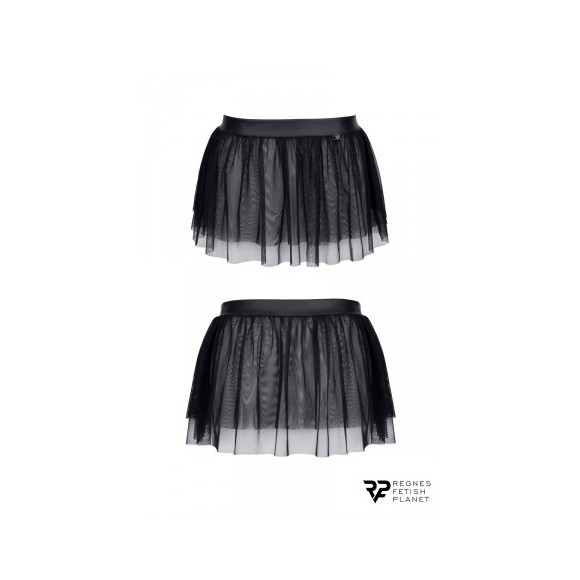 Mini jupe noire en maille transparente - Regnes - Noir