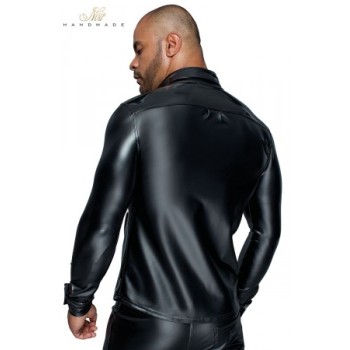 Chemise wetlook et vinyle H064 - Medium - Noir