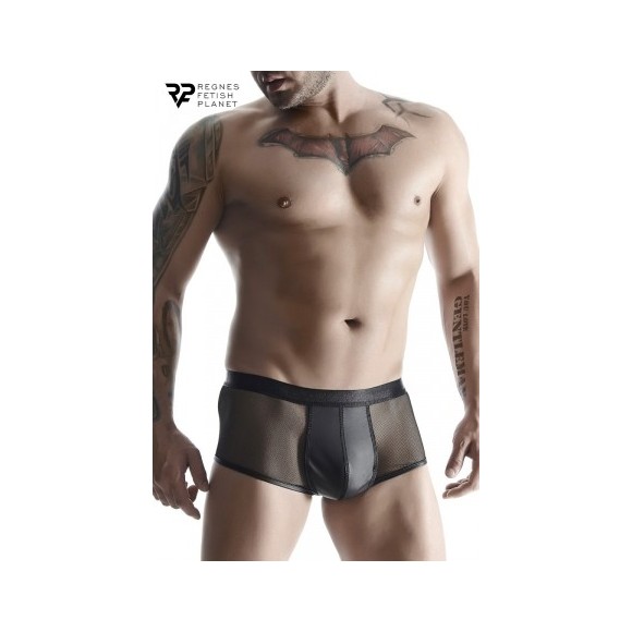 Boxer noir wetlook et mesh - Regnes - Noir