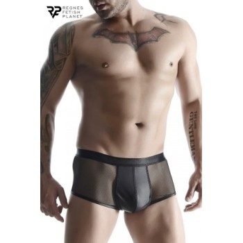 Boxer noir wetlook et mesh - Regnes - Noir