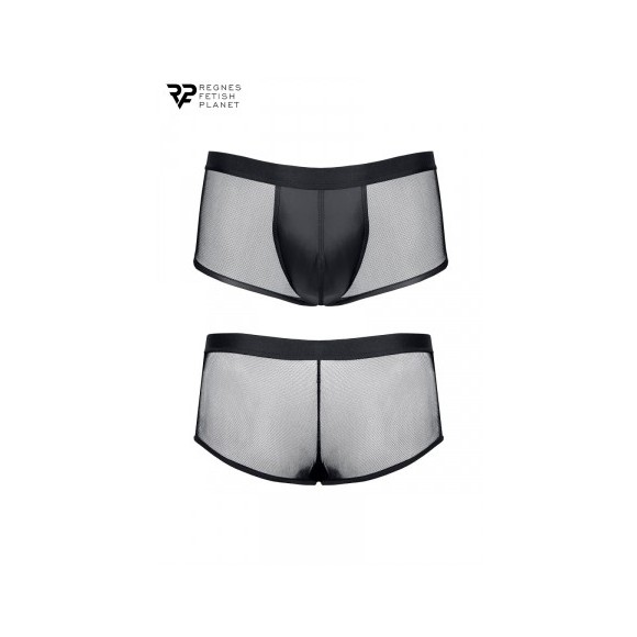 Boxer noir wetlook et mesh - Regnes - Noir