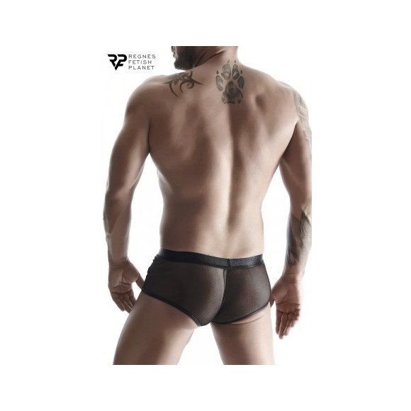 Boxer noir wetlook et mesh - Regnes - Noir