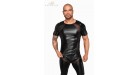 T-shirt wetlook et filet H056 - Small - Noir