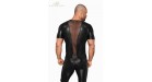 T-shirt wetlook et filet H056 - Small - Noir